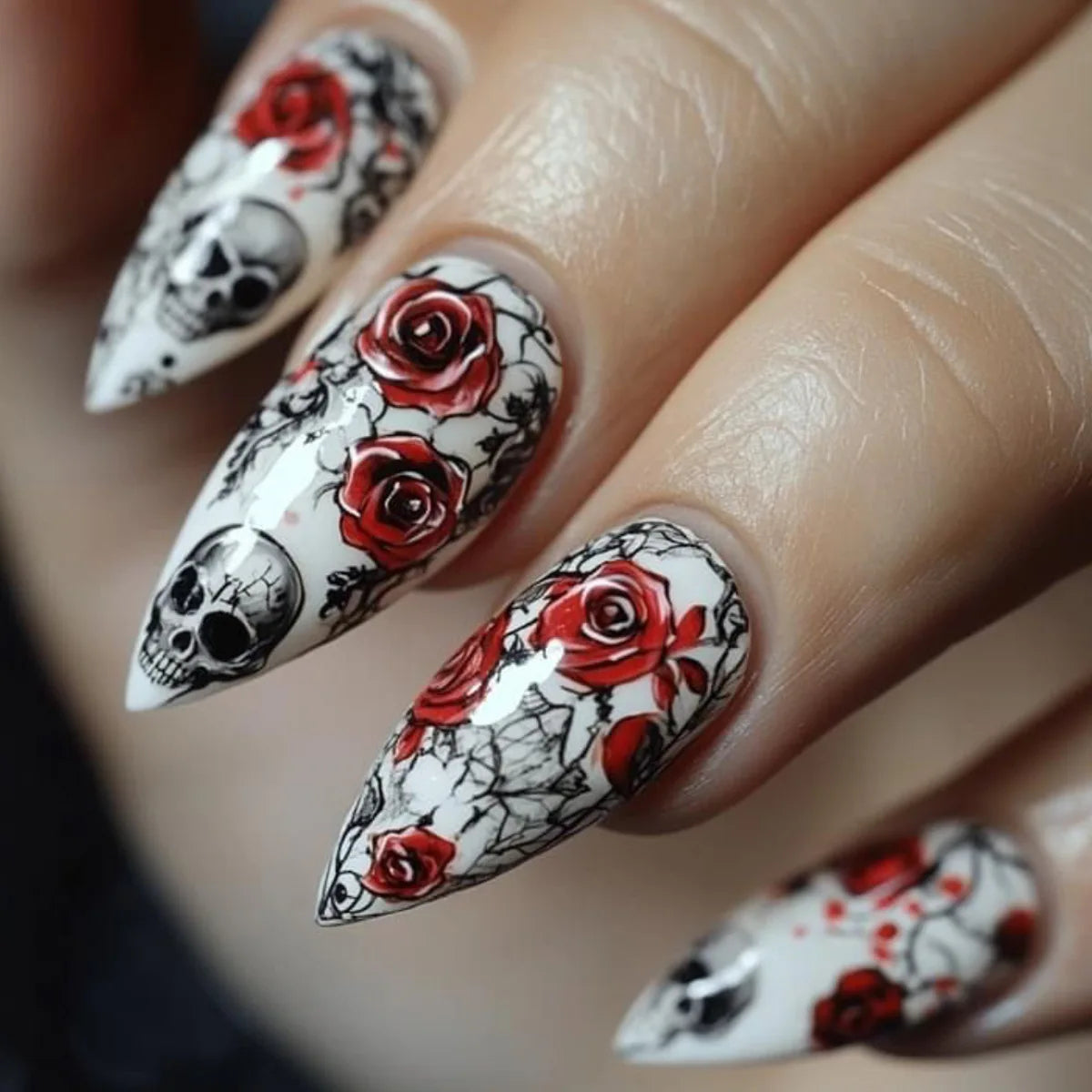 Black Gothic Halloween Coffin Press-On Nails