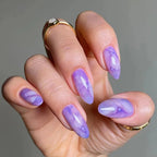 Short Green Smudge Almond Press-On Nails