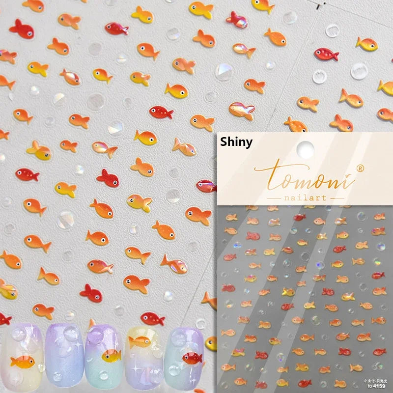 Lucky Koi Fish Nail Art Stickers - Summer Ocean Decals