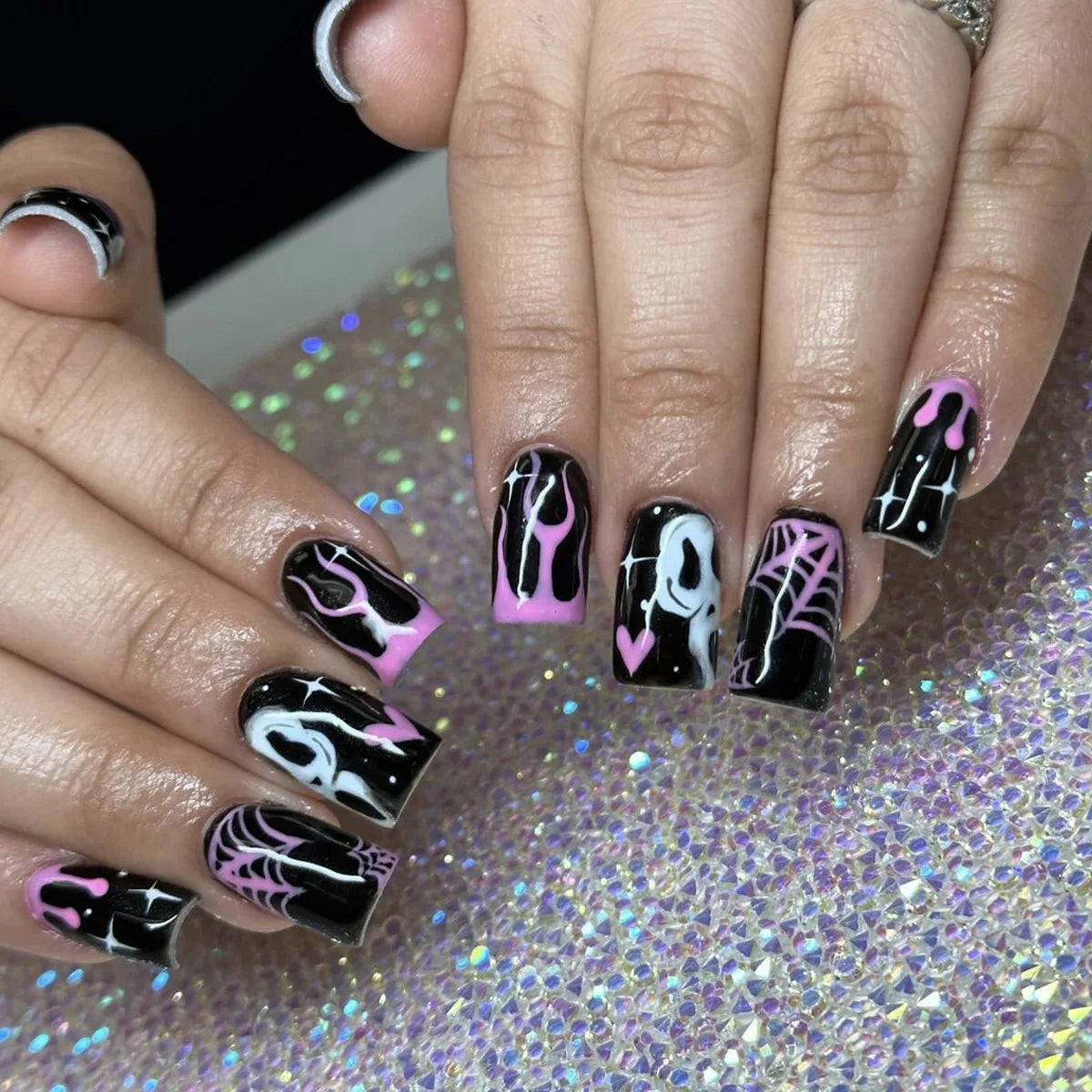 Black Gothic Halloween Coffin Press-On Nails