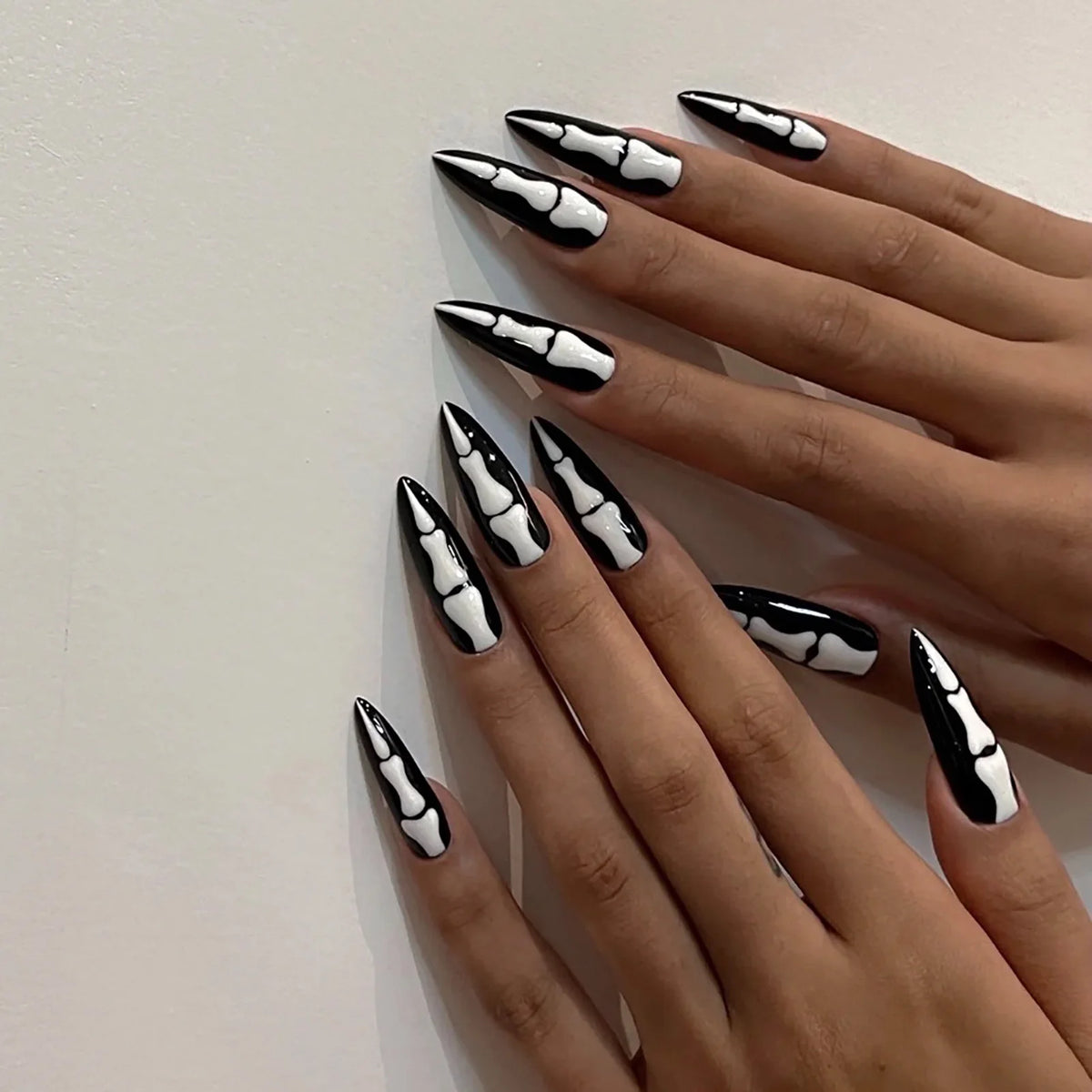 Glitter Pink Halloween Skull Ballet Press-On Nails