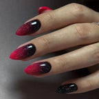 Black Floral Almond Press-On Nails