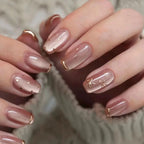 Cat Eye Leopard Ballet Press-On Nails with Rhinestones