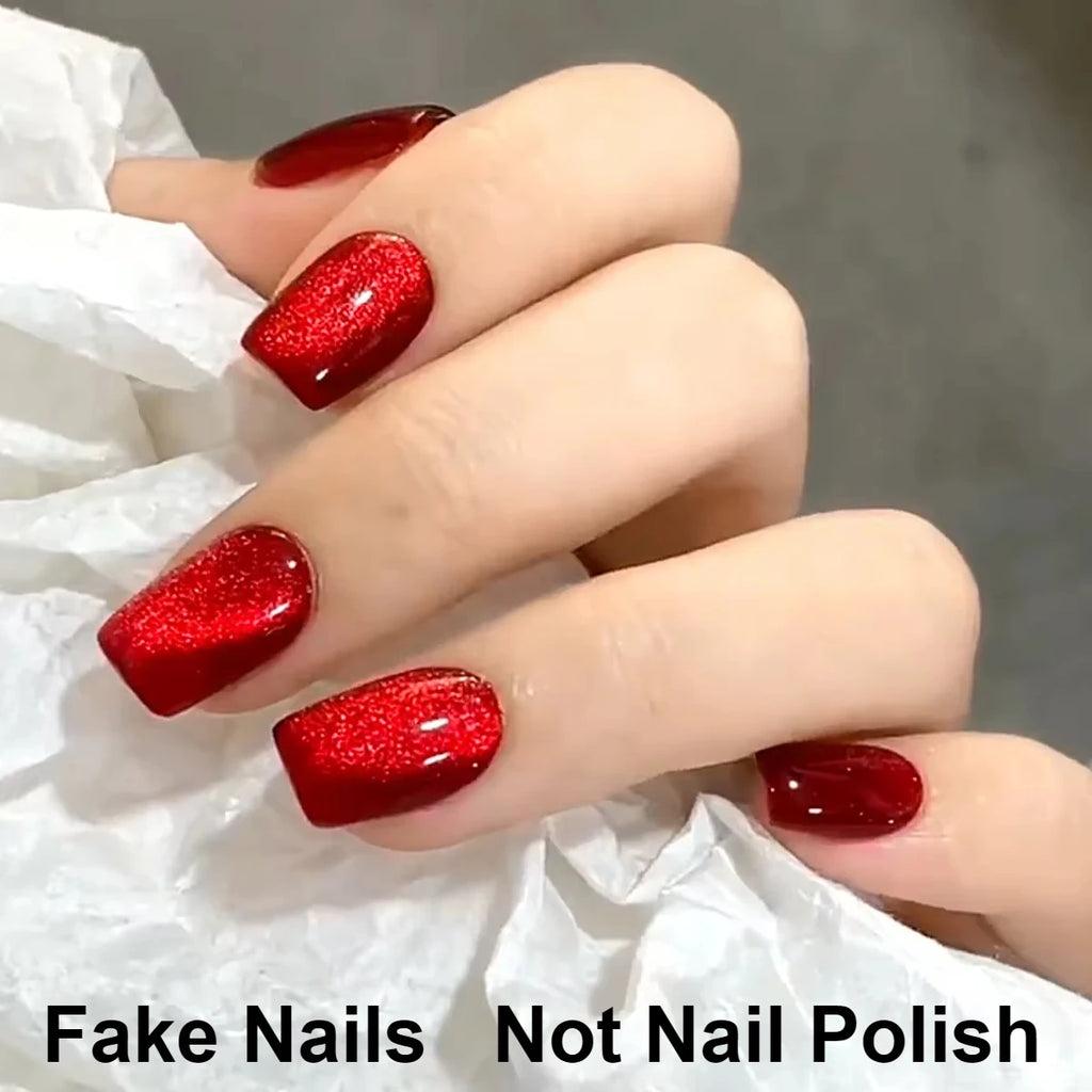 Red Cat Eye Halloween Press-On Nails