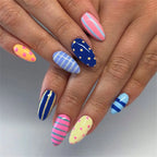 Short Red Star Almond Press-On Nails