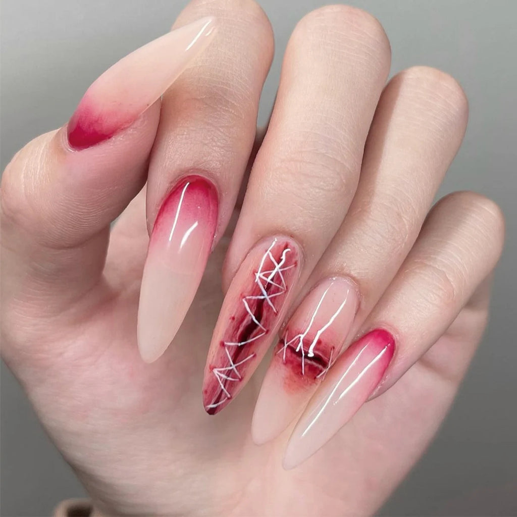 Silver Spider Gothic Punk Almond Press-On Nails