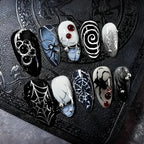 Silver Spider Gothic Punk Almond Press-On Nails