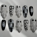 Silver Spider Gothic Punk Almond Press-On Nails