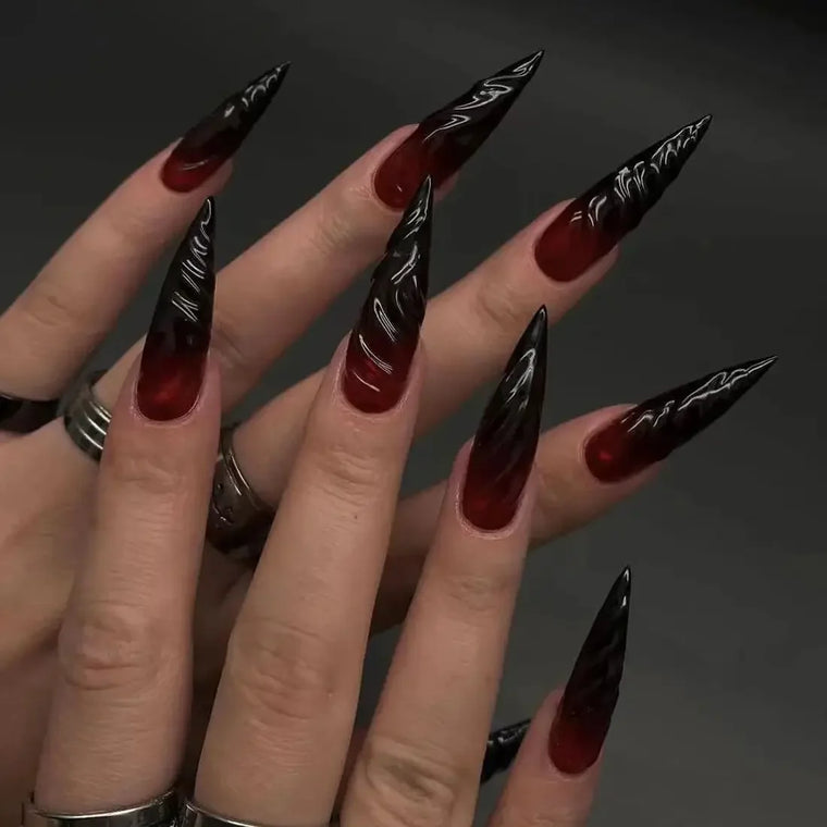 Halloween Spider Skull Press-On Nails - Purple Y2K Style — detail