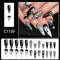 Halloween Spider Web Dark Red Almond Press-On Nails