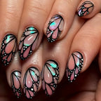 Amber Brown Almond Press-On Nails with Rhinestones & Pearls