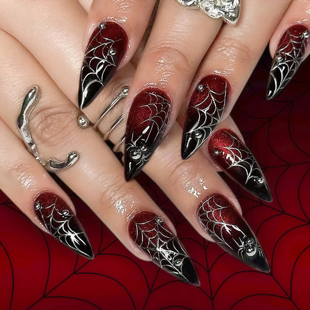 Glitter Pink Halloween Skull Ballet Press-On Nails