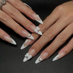 French Almond Press-On Nails with 3D Flower & Stars