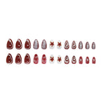 Short Red Star Almond Press-On Nails