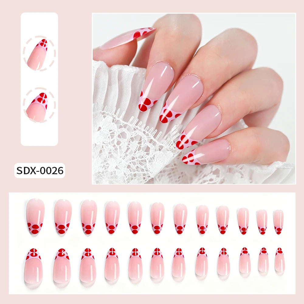 Gold Ripple Brown Floral Almond Press-On Nails