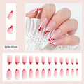 Gold Ripple Brown Floral Almond Press-On Nails