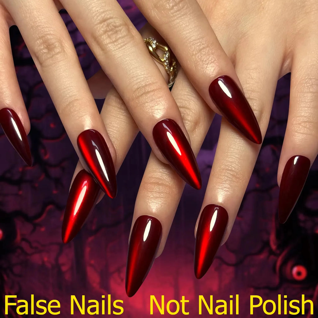 Red Cat Eye Halloween Press-On Nails