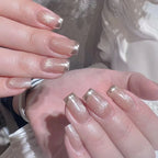 Cat Eye Leopard Ballet Press-On Nails with Rhinestones